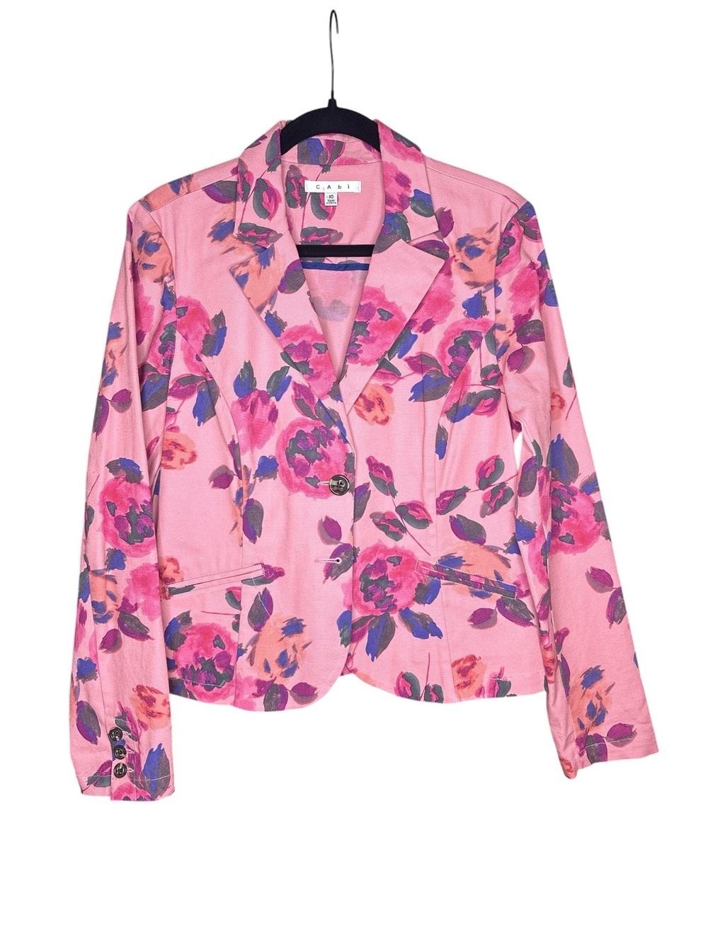 CAbi Pink Floral Single-Button Blazer Jacket